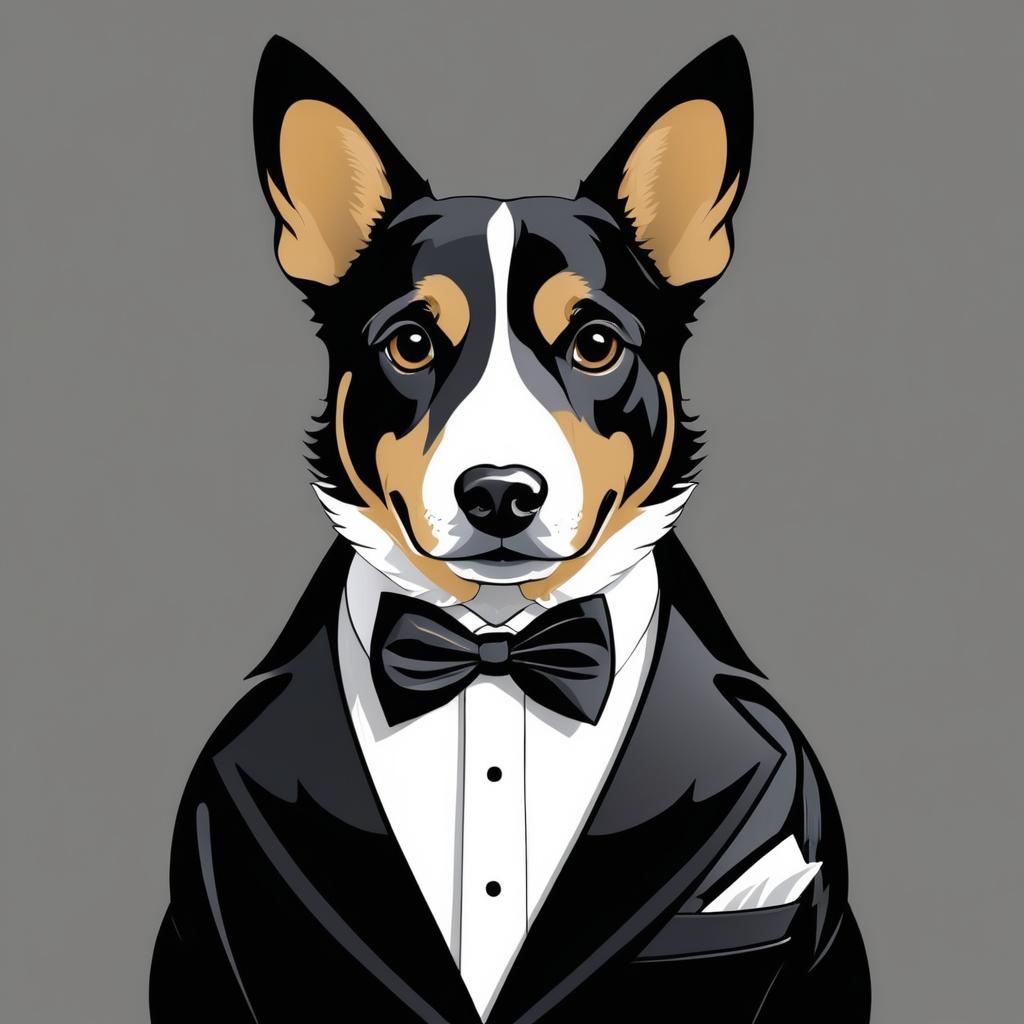 Elegant Anthropomorphic Dog in Tuxedo