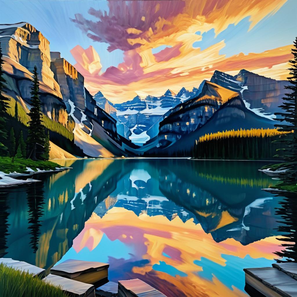 Impressionistic Oil Painting of Banff Park