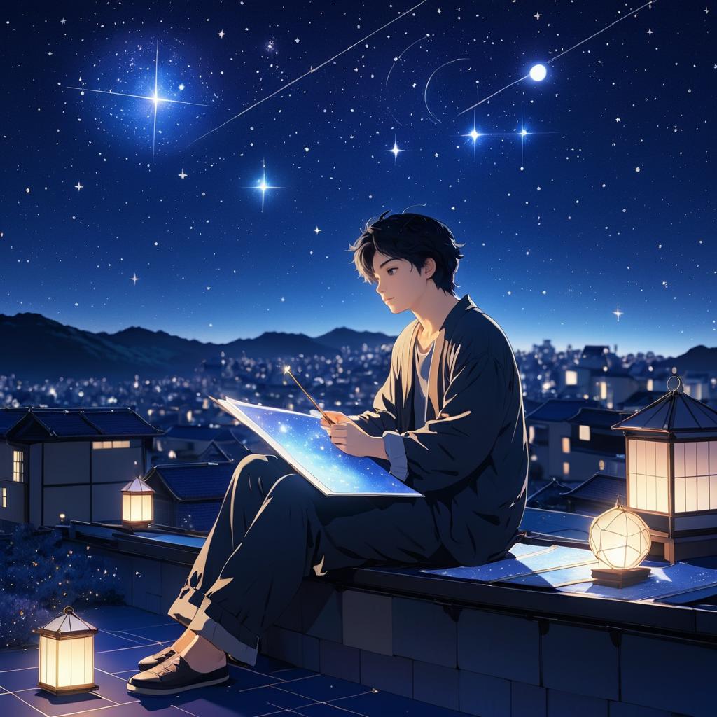 Introspective Astronomer Under Starlit Sky