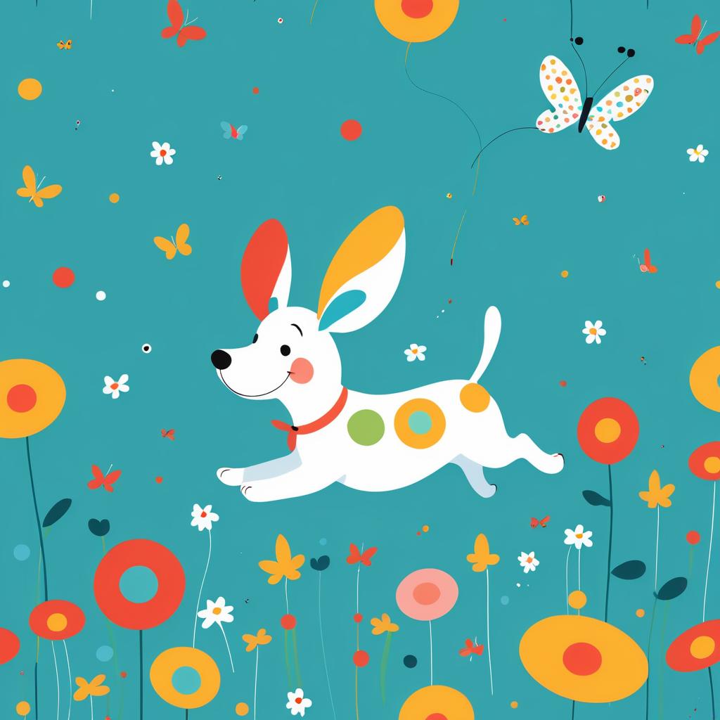 Whimsical Puppy Adventure with Butterfly