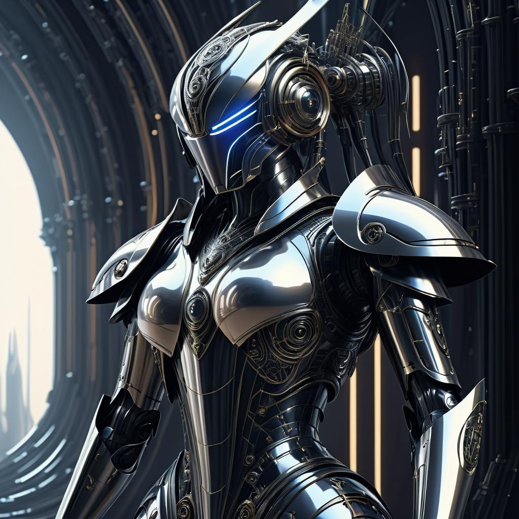 Elegant Robot in Intricate Metal Armor