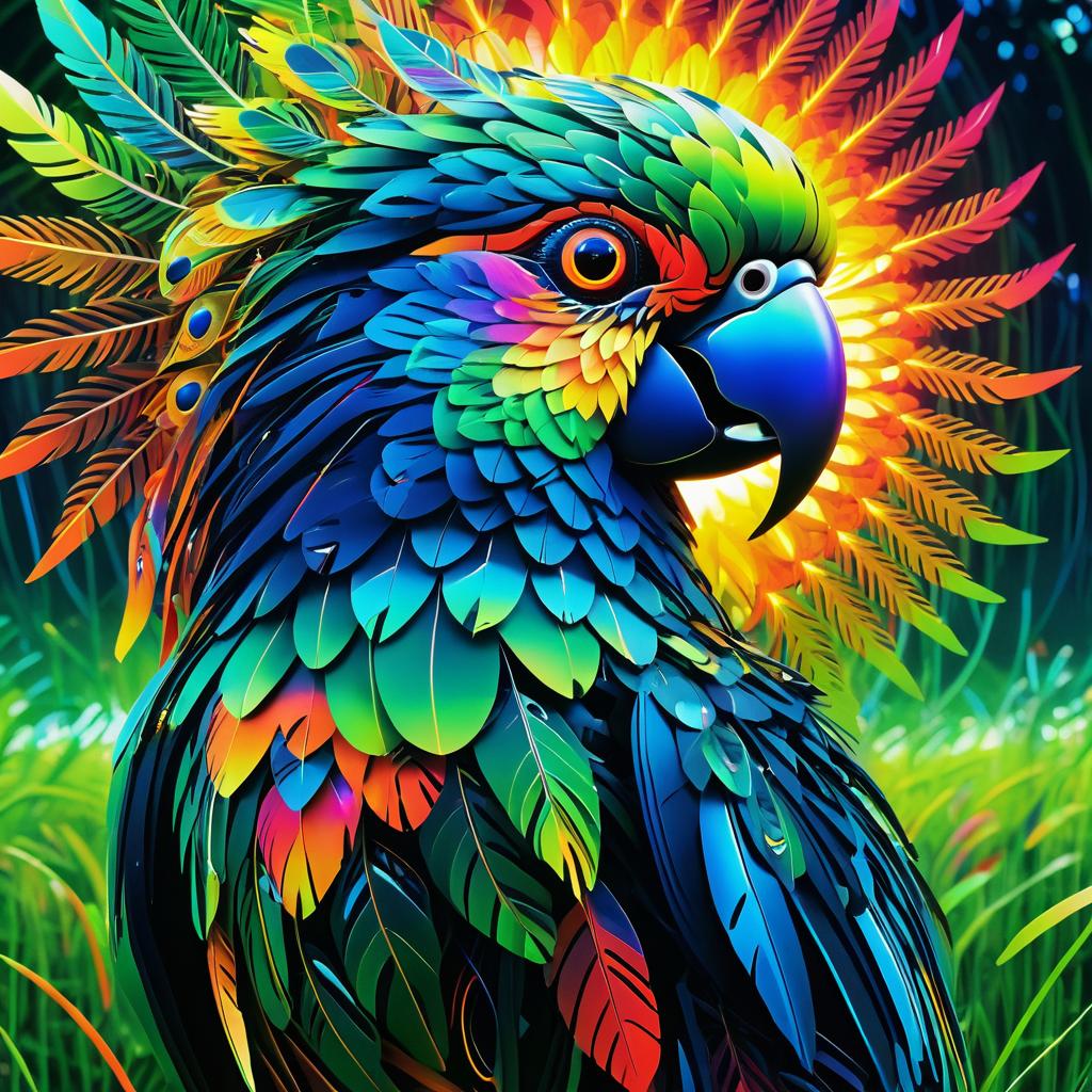 Vibrant Parrot with Electronic Feathers