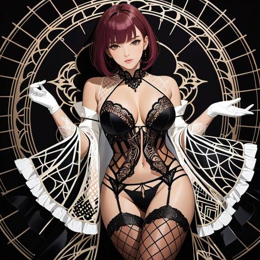 Elegant Solo Pose with Intricate Lingerie