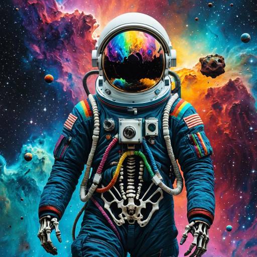Psychedelic Cosmonaut Skeleton in Nebula Psychedelic Cosmonaut Skeleton in Nebula