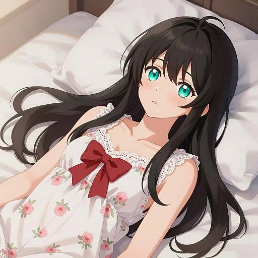 Serene Anime Girl on Pillow