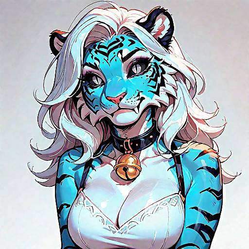 Demon Tiger Anthro with Flowing Hair