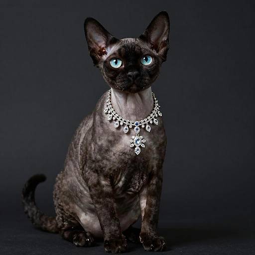 Elegant Manx Cat Portrait with Diamonds