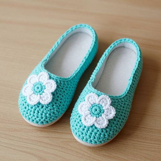 Turquoise Crochet Ballet Slippers Gift