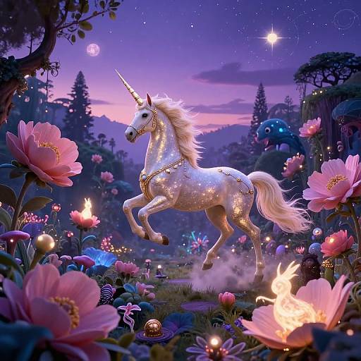 Ethereal Unicorn in Enchanted Dreamscape
