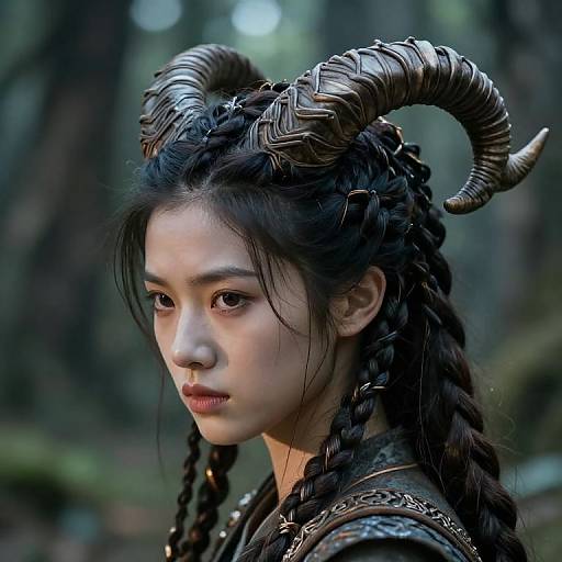 Ram Braids Fantasy Warrior Portrait