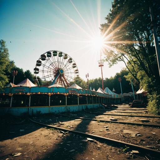 Abandoned Amusement Park at Sunset