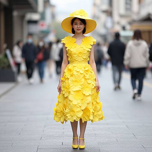 Woman in Yellow Flower Costume