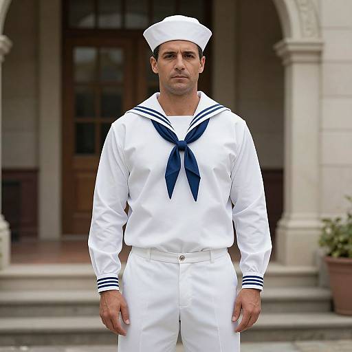 Sailor in White Uniform Pose