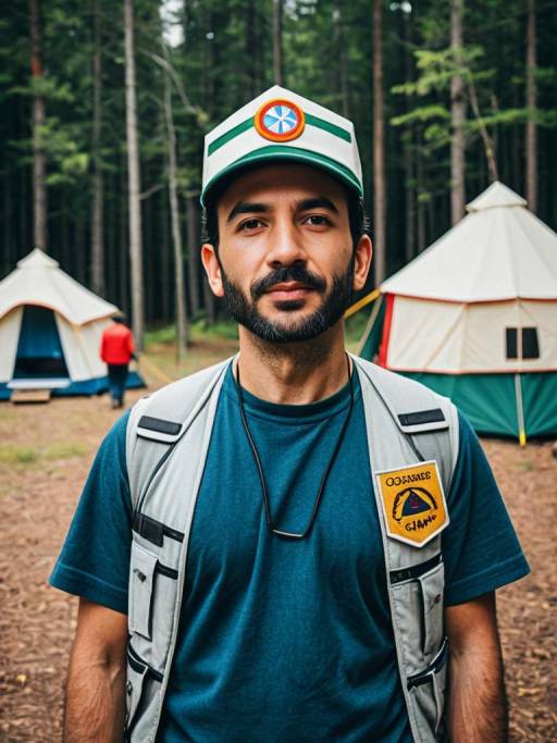 Man in Camp Counselor Costume Outdoors
