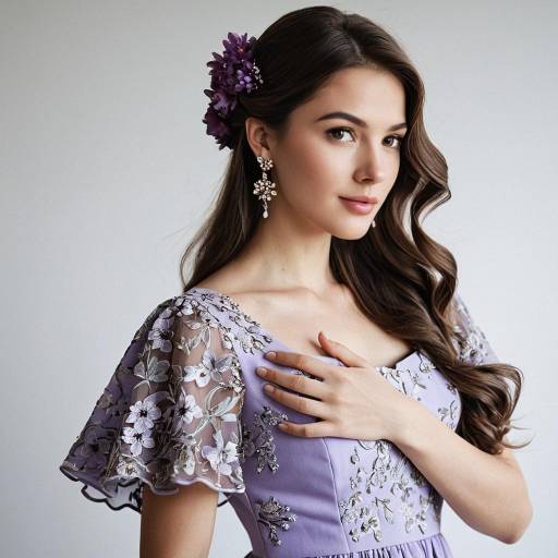 Elegant Woman in Lavender Floral Dress