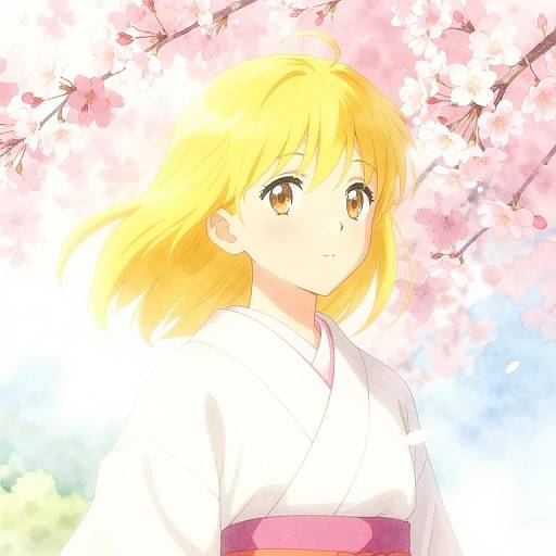Anime Girl with Cherry Blossoms
