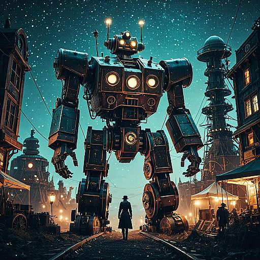 Steampunk Fantasy Night with Giant Robot