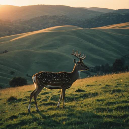 Serene Deer at Sunset in Rolling Hills Serene Deer at Sunset in Rolling Hills