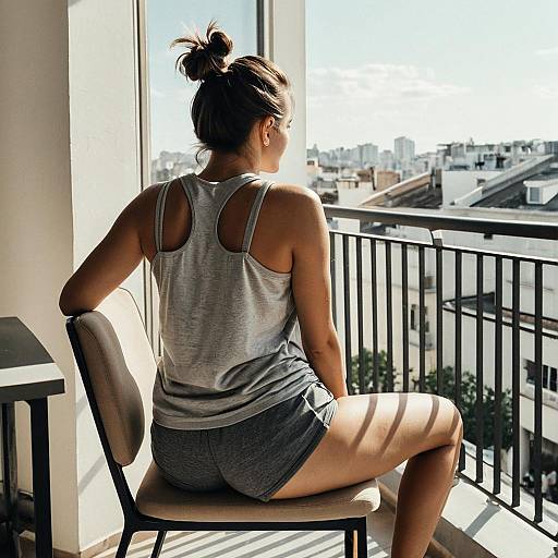 Woman Relaxing on Balcony Chair