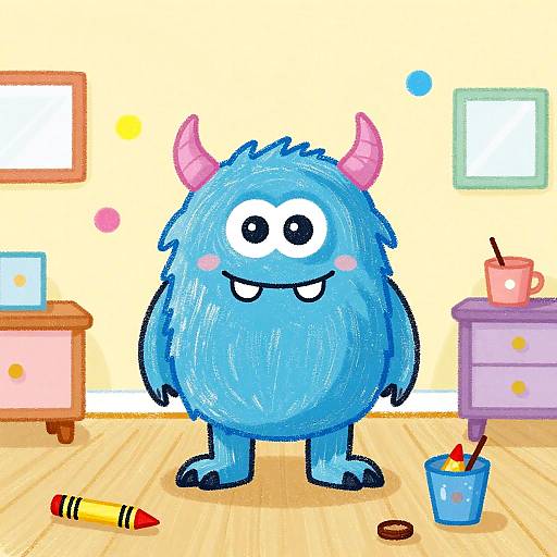 Childlike Silly Monster Party Drawing