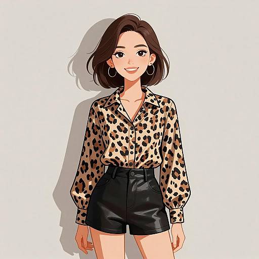 Trendy Woman in Leopard Print Outfit