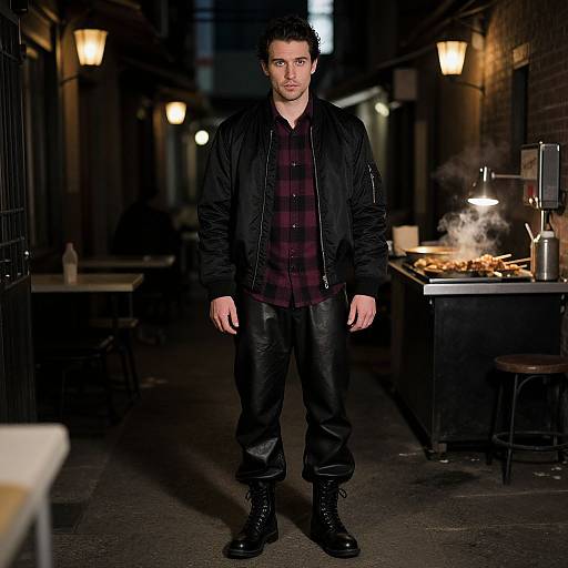 Vintage Urban Style with Contemplative Man