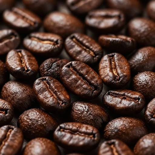 Close-Up Shiny Roasted Coffee Beans