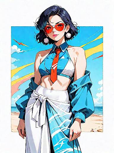 Stylish Woman in Bikini and Sarong at Beach