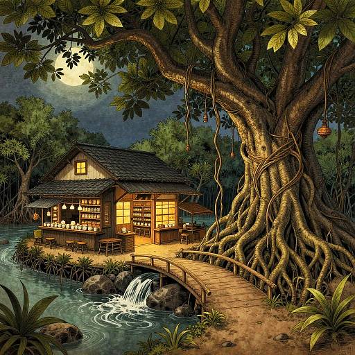 Moonlit Banyan Tea-House Apothecary Bazaar
