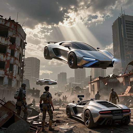 Flying Cars in Post-Apocalyptic City 2050