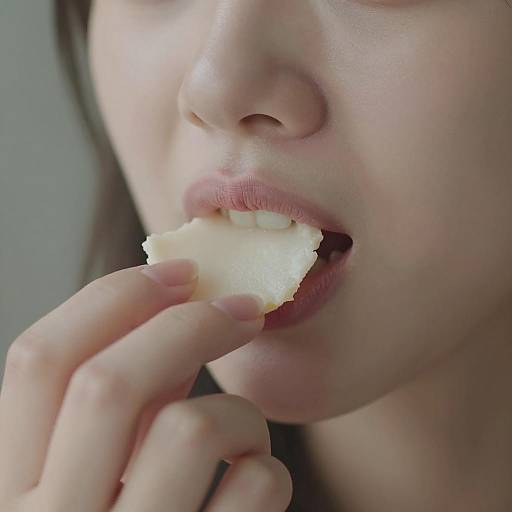 Close-Up Portrait of Woman Eating