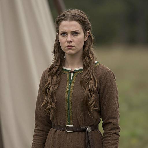 Young Woman in Viking Era Dress Outdoors