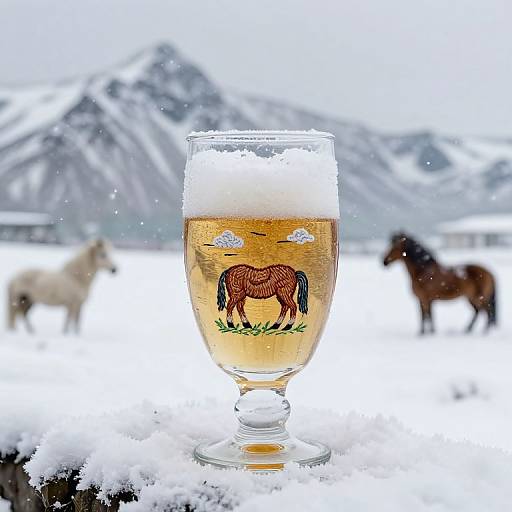 Embroidered Beer Goblet in Snowstorm