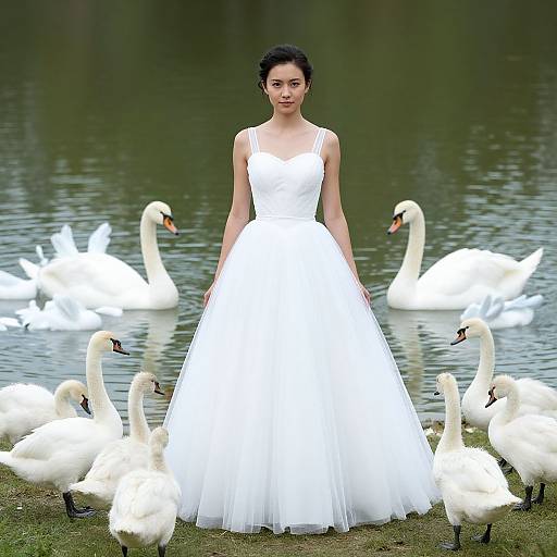 Elegant Swan-Inspired White Dress
