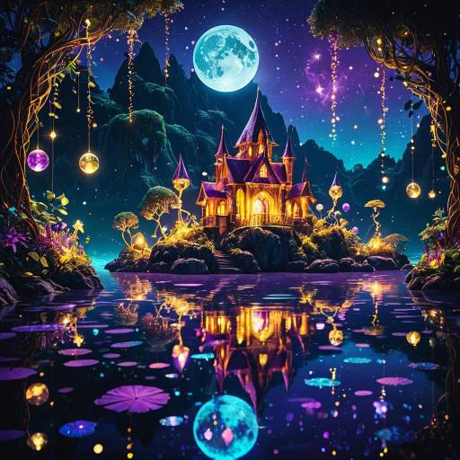 Enchanted Floating Island at Night