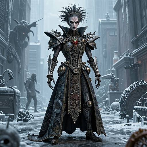 Gothic Punk Machine Man Cityscape