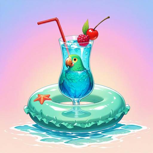 Tropical Parrot on Colorful Float Tropical Parrot on Colorful Float
