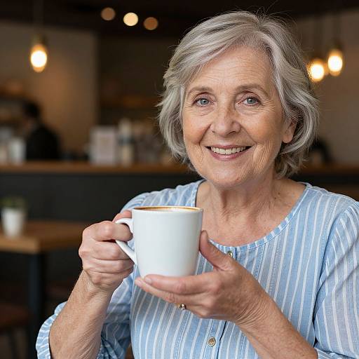 Elderly Woman Enjoying Coffee Moment