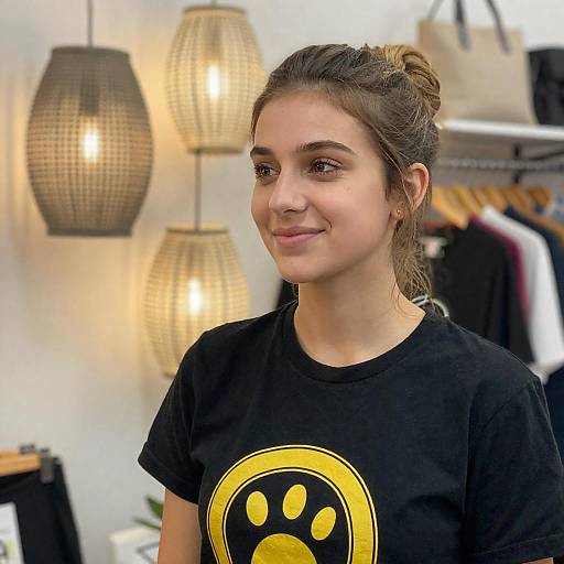 Young Woman in Bright Store Setting