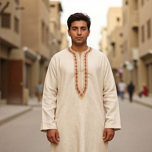 Modern Egyptian Male in Linen Galabeya