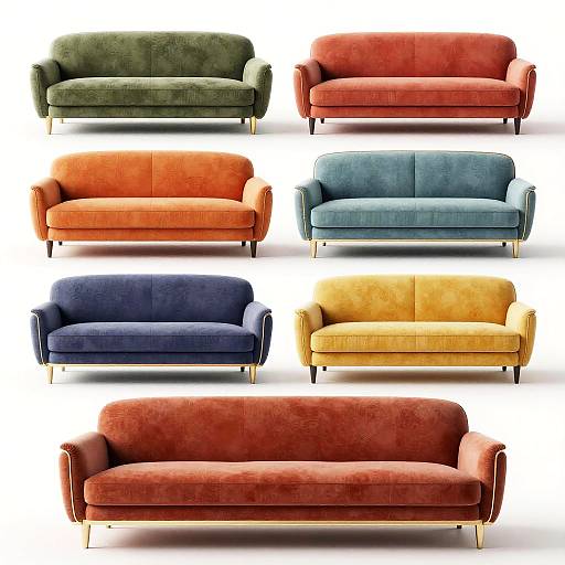 Art Deco Sofas in Vivid Colors