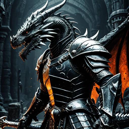 Dark Fantasy Dragon Knight in Armor