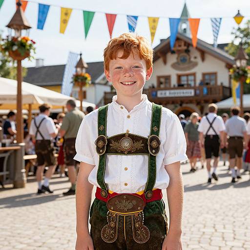 Cheerful Boy in Oktoberfest Costume