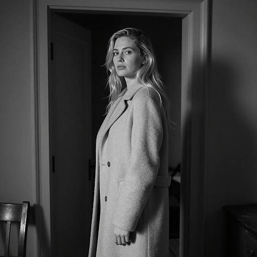 Striking Black-and-White Portrait in Doorway