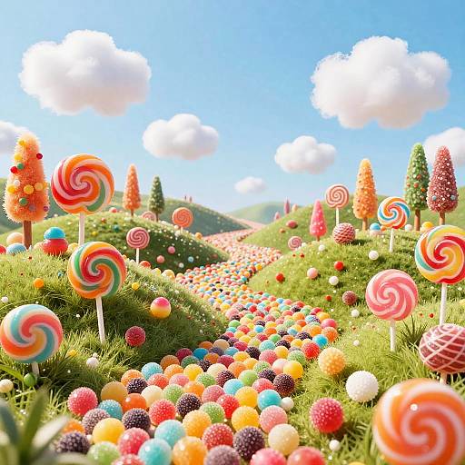 Fantasy Candy Landscape with Lollipops