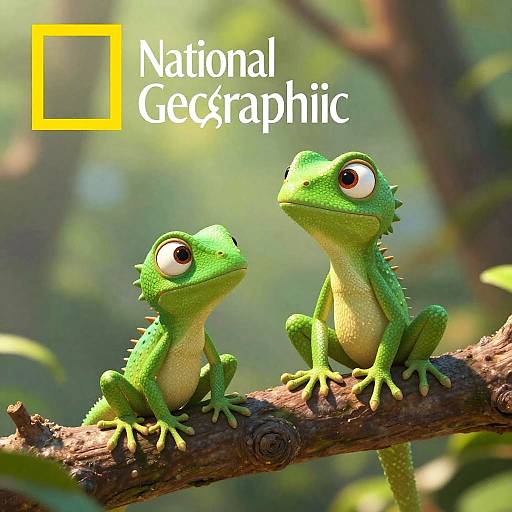 Vibrant 2D Animated Tree Lizards