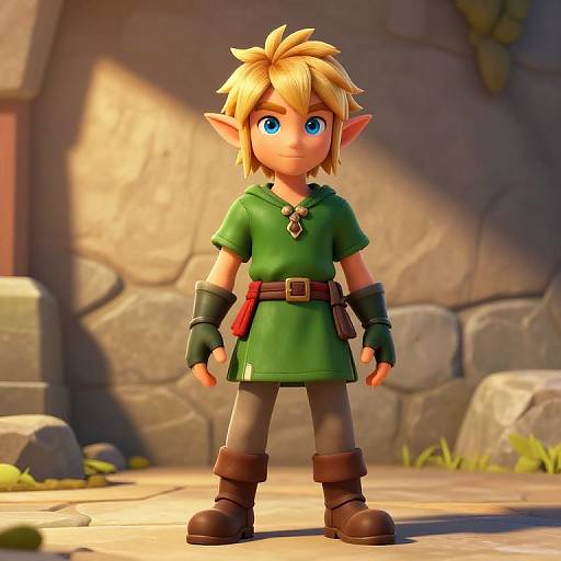 3D Elf Character With Spiky Blonde Hair