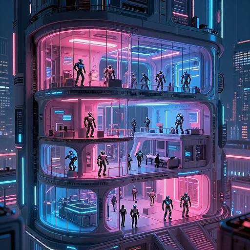 Futuristic Cyberpunk City Cutaway