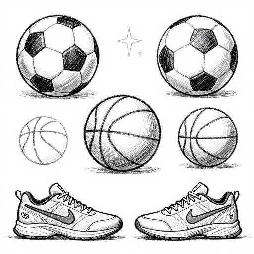Dynamic Sports Equipment Sketch Clipart