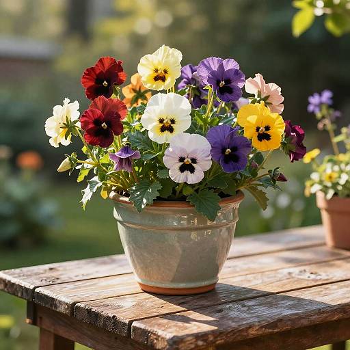 Vibrant Flowerpot in Sunlit Garden